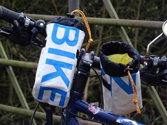 A photo of the Bikepacking Stem/Feed Bag.