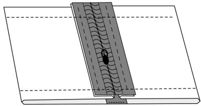 Illustration of sewing the sides of the pouch