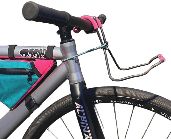 A photo of a handlebar bike rack