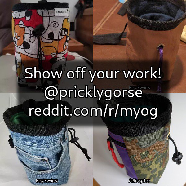 Montage of bags made by the community from this pattern