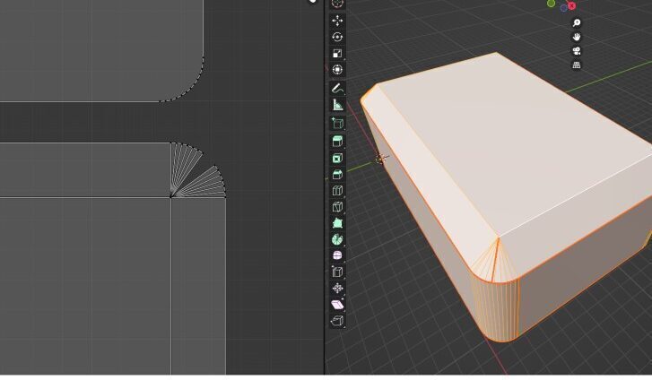 Dart on a rounded corner in Blender