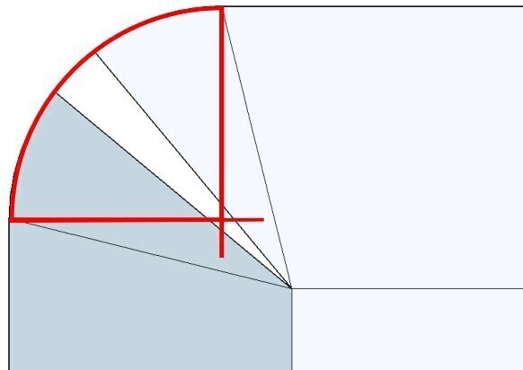 Dart calculated in CAD with overlain circle