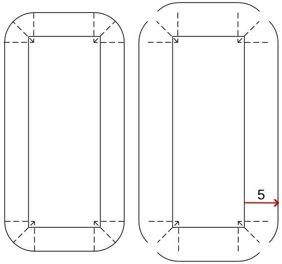Splitting the base shape for a rounded corner dart