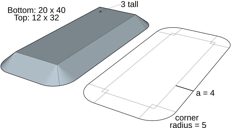 Starting point for a rounded corner dart