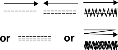 Diagram showing how to sew a bar tack stitch.