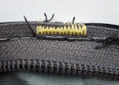 Photo example of a bar tack stitch.