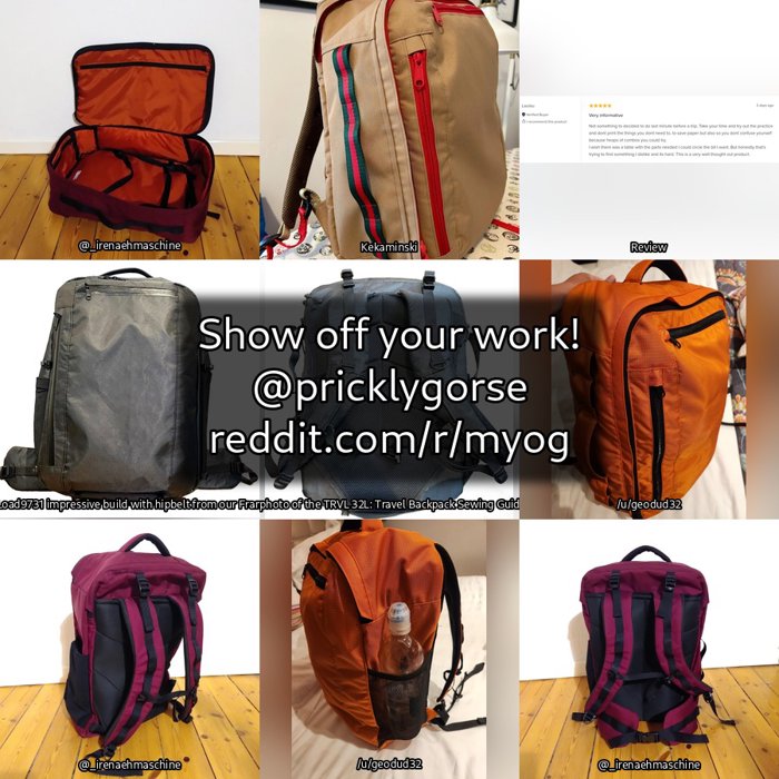 Montage of bags made by the community from this pattern