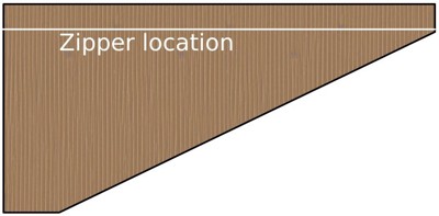 Cardboard template of a bike frame bag.