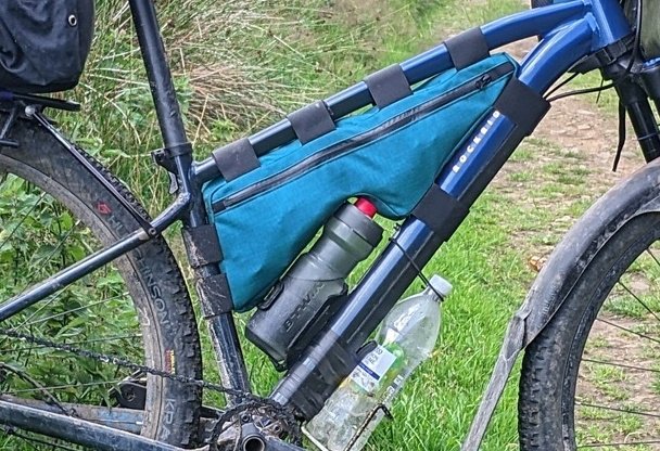 Photo of a custom made bike frame bag
