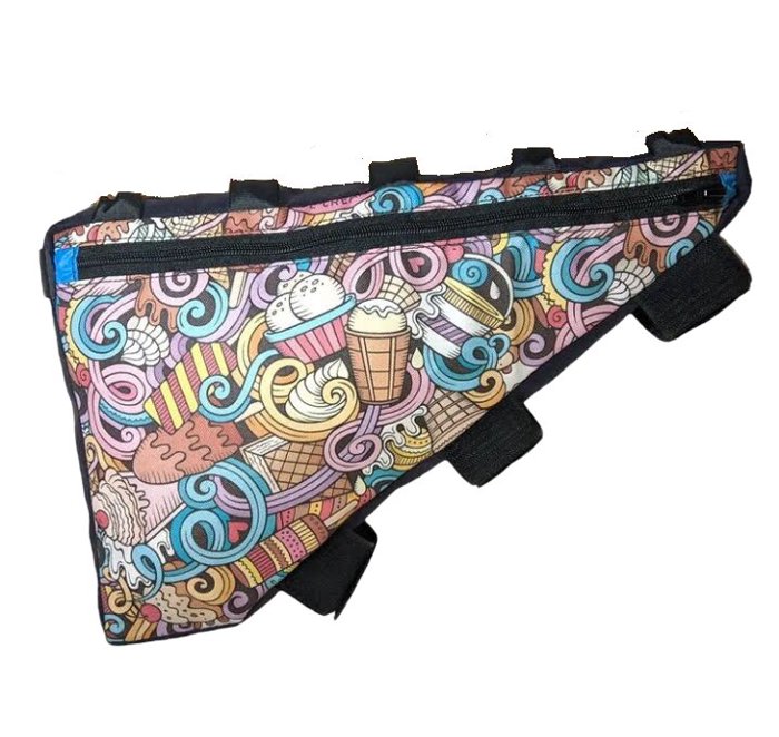 Photo of a custom made bike frame bag