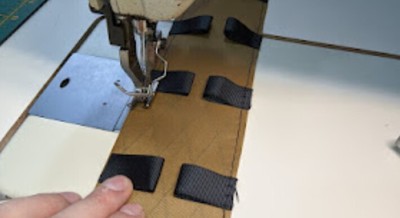 Example of cord loops sewn into the gusset.