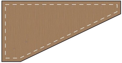 Template showing the seam allowance added around the original shape.